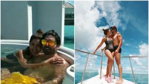 Debina Bonnerjee and Gurmeet Choudhary shared pictures from their Maldives vacation.(Instagram) Debina Bonnerjee and Gurmeet Choudhary shared pictures from their Maldives vacation.(Instagram)