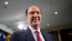 World Bank Group President David Malpass to visit India and Pakistan in October.(Reuters Photo) World Bank Group President David Malpass to visit India and Pakistan in October.(Reuters Photo)
