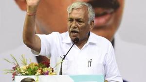 Delhi Assembly Speaker Ram Niwas Goel, his son Sumit Goel and three others were granted six months imprisonment for trespassing a property.(Burhaan Kinu/HT PHOTO) Delhi Assembly Speaker Ram Niwas Goel, his son Sumit Goel and three others were granted six months imprisonment for trespassing a property.(Burhaan Kinu/HT PHOTO)