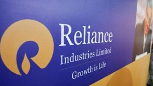 A poster of Reliance Industries Limited(REUTERS) A poster of Reliance Industries Limited(REUTERS)