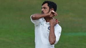 Shahbaz Nadeem in action.(Twitter) Shahbaz Nadeem in action.(Twitter)