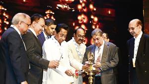 Madhya Pradesh chief minister Kamal Nath lights the inaugural lamp at Magnificent Madhya Pradesh on Friday.(HT Photo) Madhya Pradesh chief minister Kamal Nath lights the inaugural lamp at Magnificent Madhya Pradesh on Friday.(HT Photo)