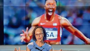 Former sprinter Carmelita Jeter anchored the 4x100m US relay team to gold with a world record timing at the 2012 Olympic Games in London(Amal KS/HT PHOTO) Former sprinter Carmelita Jeter anchored the 4x100m US relay team to gold with a world record timing at the 2012 Olympic Games in London(Amal KS/HT PHOTO)