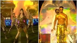 Disha Patani and Tiger Shroff during the opening ceremony of ISL 2019. Disha Patani and Tiger Shroff during the opening ceremony of ISL 2019.
