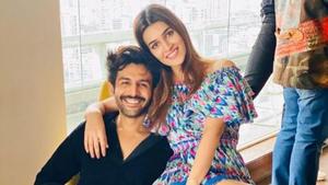 When Rashmi met Guddu: Luka Chuppi pair at Farah Khan’s Sunday brunch party.(Instagram) When Rashmi met Guddu: Luka Chuppi pair at Farah Khan’s Sunday brunch party.(Instagram)