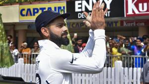 India captain Virat Kohli celebrates after winning the Test series.(PTI) India captain Virat Kohli celebrates after winning the Test series.(PTI)