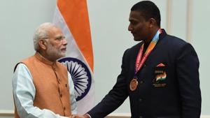 A file photo of Aneesh Kumar Surendran Pillai (R).(Twitter) A file photo of Aneesh Kumar Surendran Pillai (R).(Twitter)
