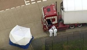 The 39 unidentified people in container were pronounced dead at the scene in Grays.(AP Photo) The 39 unidentified people in container were pronounced dead at the scene in Grays.(AP Photo)