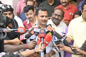 CPIM candidate V K Prashanth won the Vattiurkavuse by over 14,000 votes. Congress won three by-poll seats in Kerala and CPM won two.(HT Photo) CPIM candidate V K Prashanth won the Vattiurkavuse by over 14,000 votes. Congress won three by-poll seats in Kerala and CPM won two.(HT Photo)