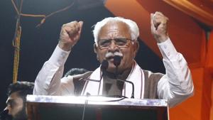 Haryana Chief Minister Manohar Lal Khattar has retained the Karnal assembly seat.(Yogendra Kumar/HT PHOTO) Haryana Chief Minister Manohar Lal Khattar has retained the Karnal assembly seat.(Yogendra Kumar/HT PHOTO)
