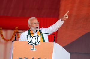 Prime Minister Narendra Modi at a rally, Ellenabad, Sirsa, Haryana, October 19, 2019(Sanjeev Kumar/Hindustan Times) Prime Minister Narendra Modi at a rally, Ellenabad, Sirsa, Haryana, October 19, 2019(Sanjeev Kumar/Hindustan Times)