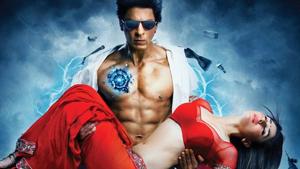 Shah Rukh Khan and Kareena Kapoor Khan on the Ra.One poster. Shah Rukh Khan and Kareena Kapoor Khan on the Ra.One poster.