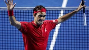 Switzerland's Roger Federer celebrates after winning his semi final match against Greece's Stefanos Tsitsipas.(REUTERS) Switzerland's Roger Federer celebrates after winning his semi final match against Greece's Stefanos Tsitsipas.(REUTERS)
