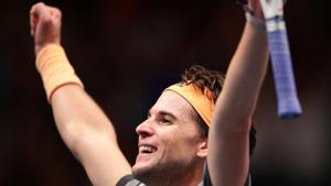 Austria's Dominic Thiem celebrates after winning his semi final match against Italy's Matteo Berrettini.(REUTERS) Austria's Dominic Thiem celebrates after winning his semi final match against Italy's Matteo Berrettini.(REUTERS)