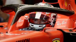 Ferrari's Charles Leclerc in pits before practice.(REUTERS) Ferrari's Charles Leclerc in pits before practice.(REUTERS)