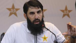 Pakistan's cricket chief selector and head coach Misbah-ul-Haq speaks to reporters.(AP) Pakistan's cricket chief selector and head coach Misbah-ul-Haq speaks to reporters.(AP)