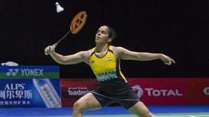 India's Saina Nehwal in action against Denmark's Mia Blichfeldt.(AP) India's Saina Nehwal in action against Denmark's Mia Blichfeldt.(AP)