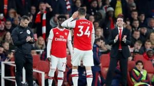 Arsenal's Granit Xhaka gestures to fans as he is substituted.(REUTERS) Arsenal's Granit Xhaka gestures to fans as he is substituted.(REUTERS)