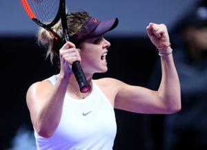 Ukraine's Elina Svitolina celebrates winning her match against Czech Republic's Karolina Pliskova.(REUTERS) Ukraine's Elina Svitolina celebrates winning her match against Czech Republic's Karolina Pliskova.(REUTERS)