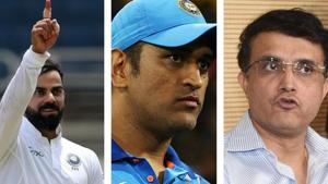 Virat Kohli, MS Dhoni, Sourav Ganguly(HT Collage) Virat Kohli, MS Dhoni, Sourav Ganguly(HT Collage)