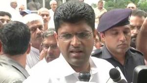 Haryana deputy CM Dushyant Chautala speaking to reporters on Tuesday.(ANI) Haryana deputy CM Dushyant Chautala speaking to reporters on Tuesday.(ANI)