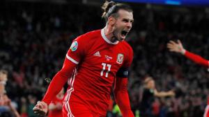 Gareth Bale celebrates scoring their first goal.(Action Images via Reuters)
