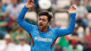 Afghanistan's Rashid Khan reacts.(Action Images via Reuters) Afghanistan's Rashid Khan reacts.(Action Images via Reuters)