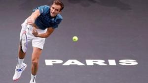 Russia's Daniil Medvedev in action during his second round match against France's Jeremy Chardy.(REUTERS) Russia's Daniil Medvedev in action during his second round match against France's Jeremy Chardy.(REUTERS)