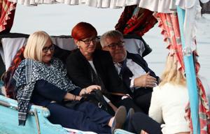 Members of the delegation of European Union MPs took a boat ride on Srinagar’s Dal Lake on Tuesday.(ANI photo) Members of the delegation of European Union MPs took a boat ride on Srinagar’s Dal Lake on Tuesday.(ANI photo)