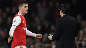 Arsenal's Granit Xhaka reacts after being substituted.(Action Images via Reuters) Arsenal's Granit Xhaka reacts after being substituted.(Action Images via Reuters)