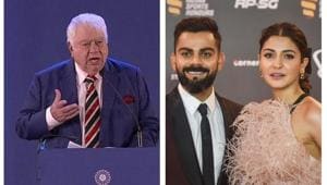 File photo of Virat Kohli and Anushka Sharma (right) and former India wicket-keeper Farokh Engineer (left).(AP/PTI) File photo of Virat Kohli and Anushka Sharma (right) and former India wicket-keeper Farokh Engineer (left).(AP/PTI)