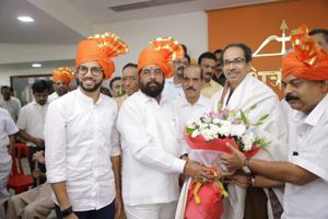 Aaditya Thackeray proposed Eknath Shinde’s name as leader of the Shiv Sena legislative party in the Maharashtra Assembly(Kunal Patil/HT Photo) Aaditya Thackeray proposed Eknath Shinde’s name as leader of the Shiv Sena legislative party in the Maharashtra Assembly(Kunal Patil/HT Photo)