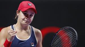 Ashleigh Barty of Australia celebrates after defeating Petra Kvitova of the Czech Republic.(AP) Ashleigh Barty of Australia celebrates after defeating Petra Kvitova of the Czech Republic.(AP)