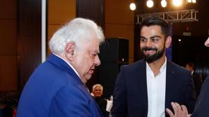 File image of Farokh Engineer with Virat Kohli.(BCCI) File image of Farokh Engineer with Virat Kohli.(BCCI)