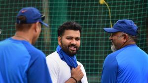 File image of Rohit Sharma in action during a training session.(PTI) File image of Rohit Sharma in action during a training session.(PTI)