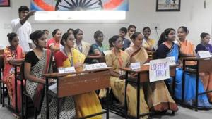 Students learnt about the functioning of parliament(HT) Students learnt about the functioning of parliament(HT)