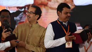 Shiv Sena boss, Uddhav Thackeray, has been particularly upset with the BJP after chief minister, Devendra Fadnavis, told reporters this week that there had been no decision on the 50-50 power-sharing formula.(Bachchan Kumar/HT Photo) Shiv Sena boss, Uddhav Thackeray, has been particularly upset with the BJP after chief minister, Devendra Fadnavis, told reporters this week that there had been no decision on the 50-50 power-sharing formula.(Bachchan Kumar/HT Photo)