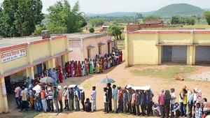 Massive turnout of voters at polling booth in Maoist infested Palma area of Pirtand block that part of Giridih Lok Sabha constituency in May earlier this year.(Bijay/Hindustan Times) Massive turnout of voters at polling booth in Maoist infested Palma area of Pirtand block that part of Giridih Lok Sabha constituency in May earlier this year.(Bijay/Hindustan Times)