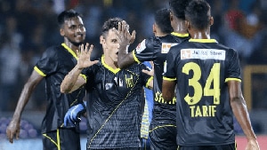 Hyderabad FC defeated Kerala Blasters.(ISL) Hyderabad FC defeated Kerala Blasters.(ISL)