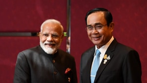 PM Modi with the prime minister of Thailand, Prayut Chan-o-cha, Bangkok, November 3, 2019.(Photo Credit: PMO / Twitter) PM Modi with the prime minister of Thailand, Prayut Chan-o-cha, Bangkok, November 3, 2019.(Photo Credit: PMO / Twitter)