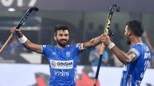 Indian Captain Manpreet Singh reacts at the end of match against Russia during FIH Hockey Olympic Qualifiers 2019(Men),and they qualify for upcoming Tokyo Olympic 2020 at Kalinga Stadium in Bhubaneswar.(PTI) Indian Captain Manpreet Singh reacts at the end of match against Russia during FIH Hockey Olympic Qualifiers 2019(Men),and they qualify for upcoming Tokyo Olympic 2020 at Kalinga Stadium in Bhubaneswar.(PTI)