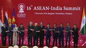 Leaders during ASEAN-India summit in Nonthaburi, Thailand.(AP photo) Leaders during ASEAN-India summit in Nonthaburi, Thailand.(AP photo)