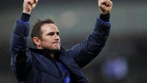 Chelsea manager Frank Lampard celebrates at the end of the match.(REUTERS) Chelsea manager Frank Lampard celebrates at the end of the match.(REUTERS)
