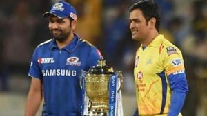 Rohit Sharma (L) and MS Dhoni pose with the IPL trophy.(PTI) Rohit Sharma (L) and MS Dhoni pose with the IPL trophy.(PTI)