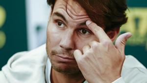 Spain's Rafael Nadal speaks during a press conference after pulling out of the Paris Masters.(AP) Spain's Rafael Nadal speaks during a press conference after pulling out of the Paris Masters.(AP)