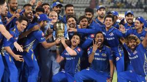 File photo of IPL Champions Mumbai Indians lifting trophy.(PTI) File photo of IPL Champions Mumbai Indians lifting trophy.(PTI)