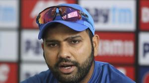 Indian captain Rohit Sharma speaks during a press conference.(AP) Indian captain Rohit Sharma speaks during a press conference.(AP)