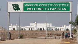 A view of the Gurudwara Darbar Sahib seen through the Pakistani gate, at Kartarpur, in Punjab, Pakistan, on October 30, 2019.(HT Photo) A view of the Gurudwara Darbar Sahib seen through the Pakistani gate, at Kartarpur, in Punjab, Pakistan, on October 30, 2019.(HT Photo)