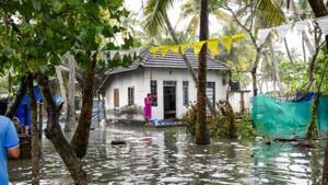 A view of a flooded area in Kochi, October 31, 2019. A study by Climate Central, a US-based climate think tank, said that if spiralling emissions are not brought under control, parts of Mumbai, Surat, Chennai, and Kolkata, will be either underwater or ravaged by recurring floods by 2050.(PTI) A view of a flooded area in Kochi, October 31, 2019. A study by Climate Central, a US-based climate think tank, said that if spiralling emissions are not brought under control, parts of Mumbai, Surat, Chennai, and Kolkata, will be either underwater or ravaged by recurring floods by 2050.(PTI)