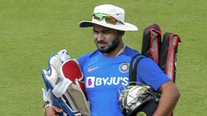 Indian cricket team player Rishabh Pant during a practice session.(PTI) Indian cricket team player Rishabh Pant during a practice session.(PTI)